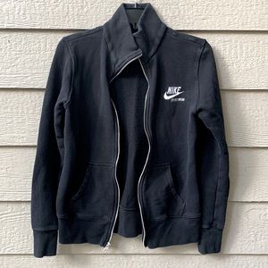 Nike Black Zip Up Sweatshirt Silver Zipper